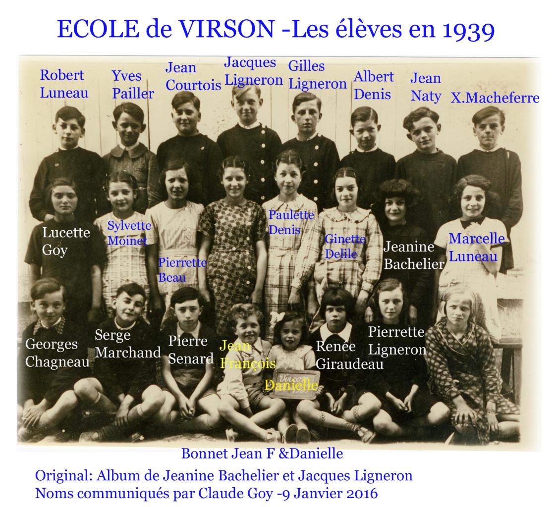 1939 Ecole Virson Jeanine Bachelier Noms
