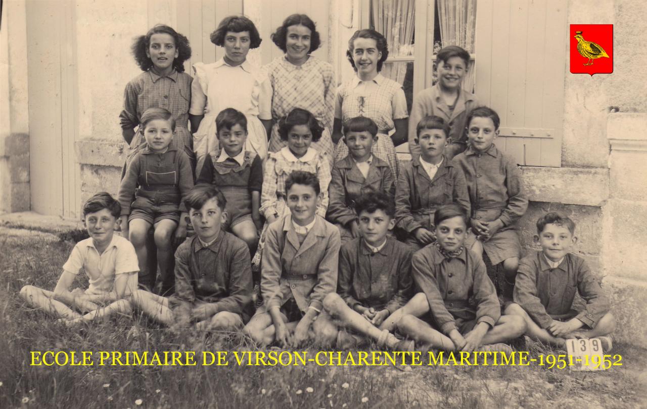 1951 3 ECOLE PRIMAIRE DE VIRSON-1951-1952
