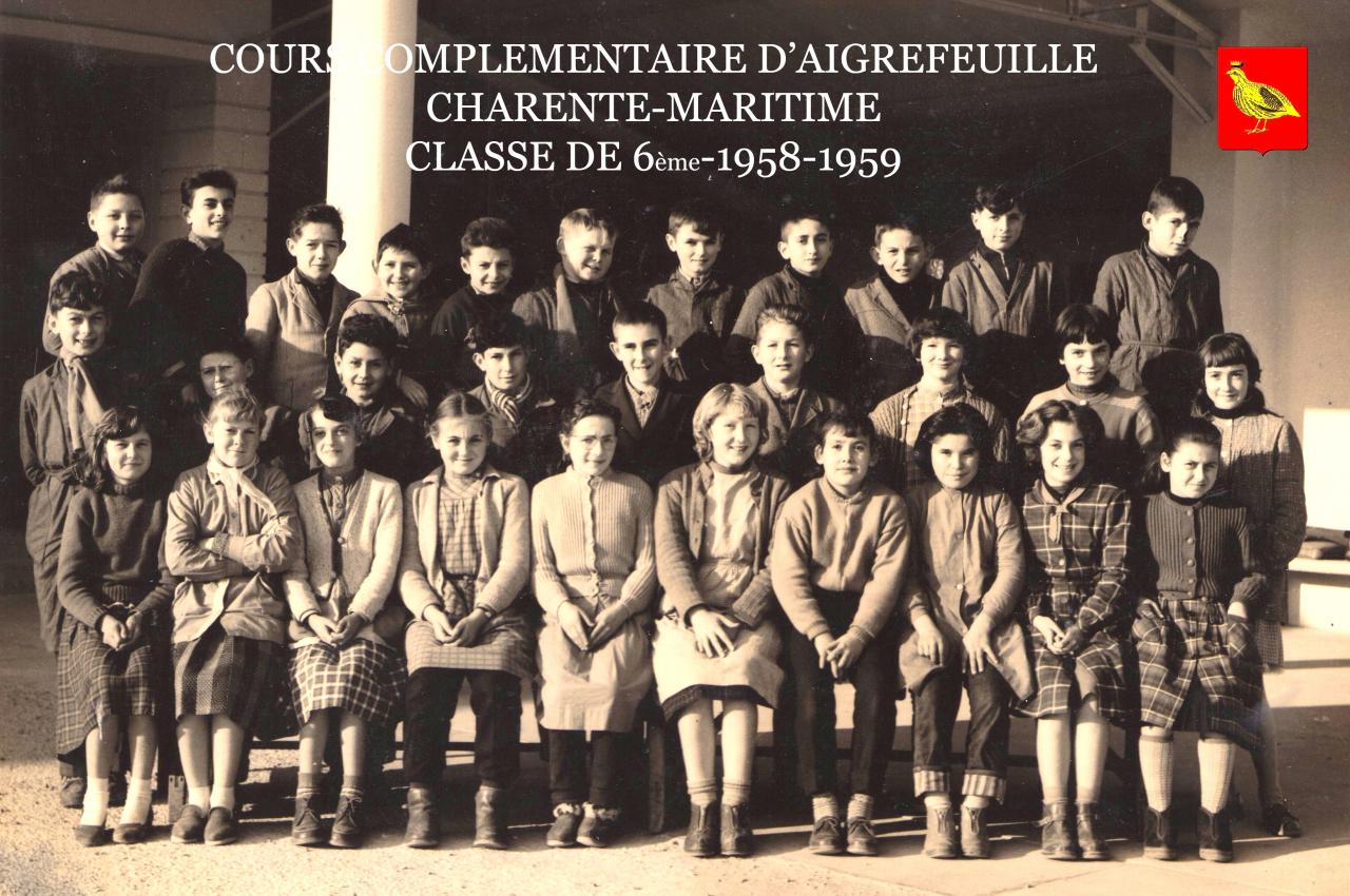 1958 6-Cours complementaire Aigrefeuille-Classe de   6&egrave;me-